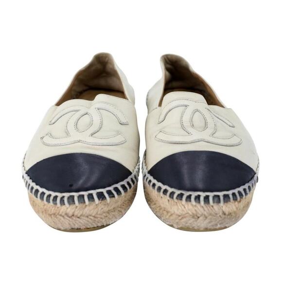 Chanel Espadrille 36 Leather Cap Toe Flats CC-S0225P-0001 - Picture 3 of 11